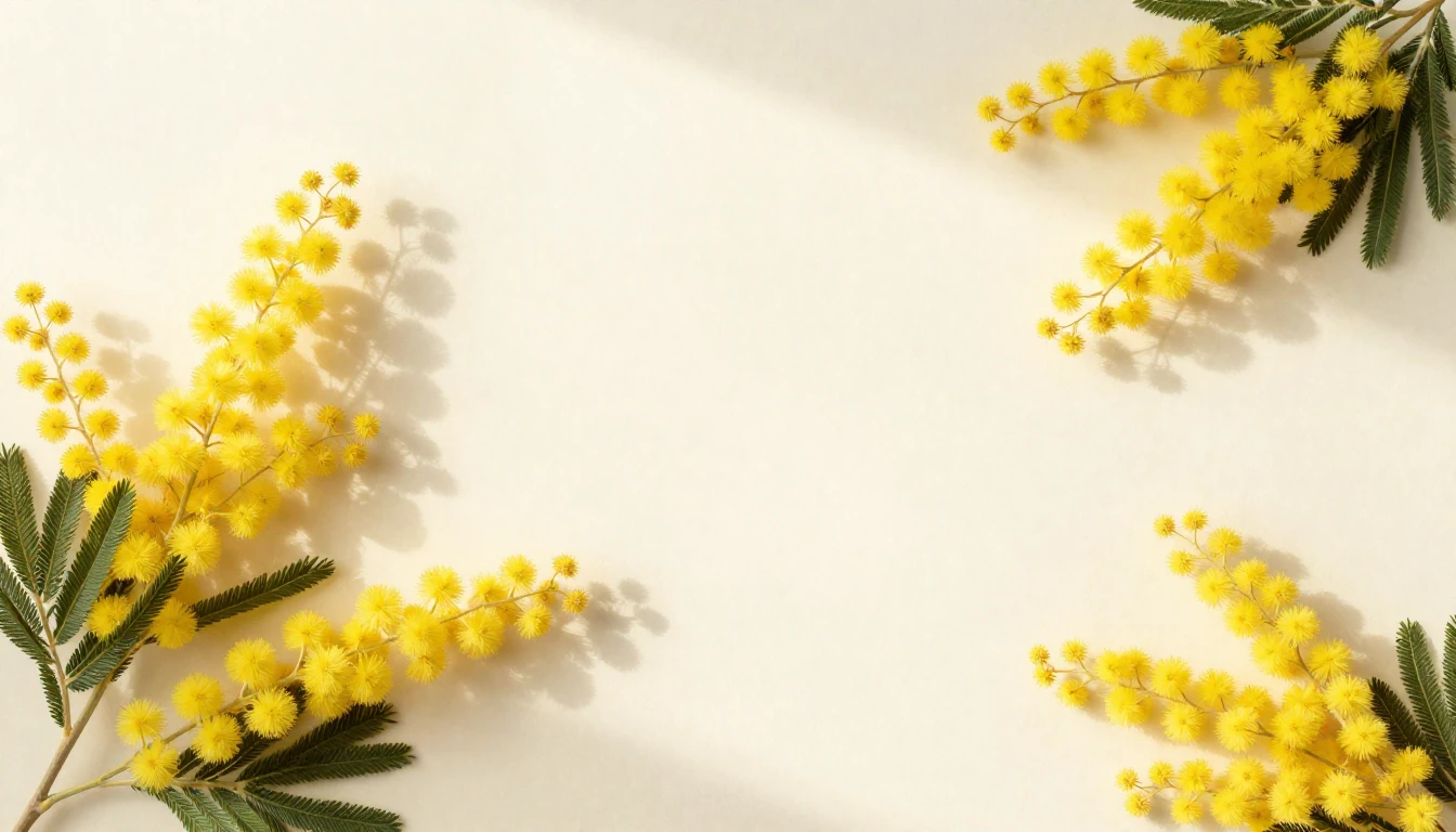 A beautiful and delicate composition of yellow mimosa flower...