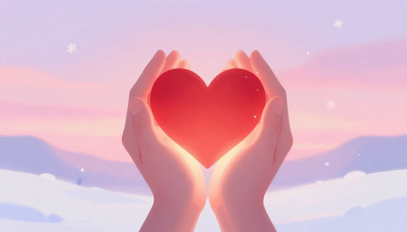 A romantic and dreamy illustration of two hands gently holdi...