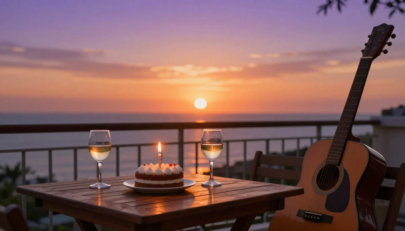 A warm and inviting scene of a birthday celebration on a bal...