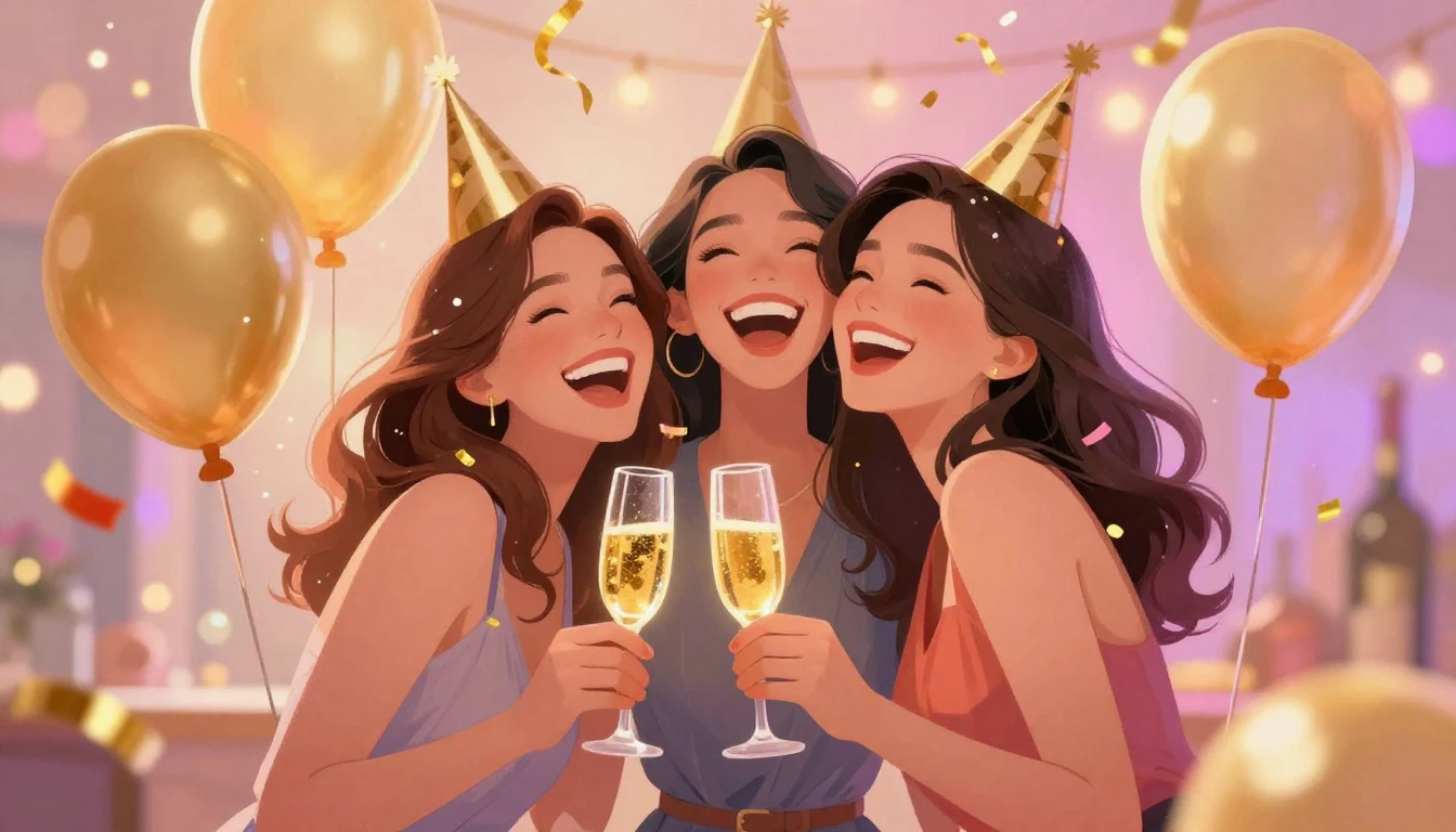 A vibrant and festive illustration celebrating a best friend...