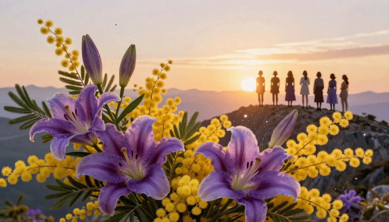 A vibrant and artistic composition featuring a lush bouquet ...