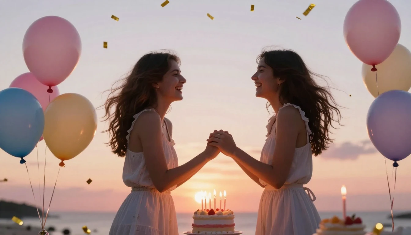 A bright and cheerful birthday celebration scene, focusing o...