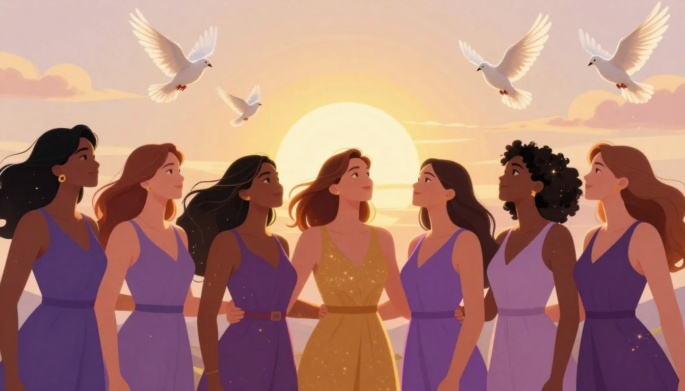 A vibrant and empowering illustration celebrating women. A d...
