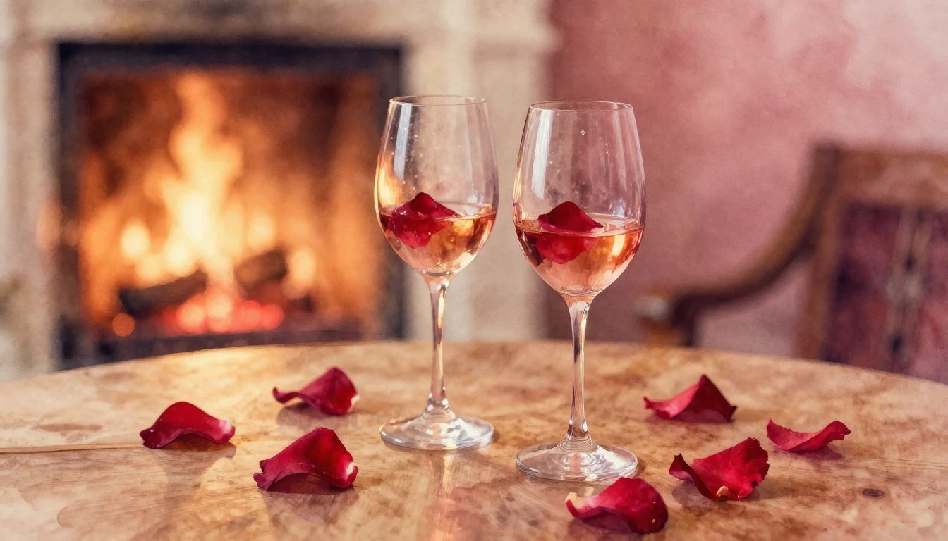 A soft watercolor painting of two elegant wine glasses on a ...