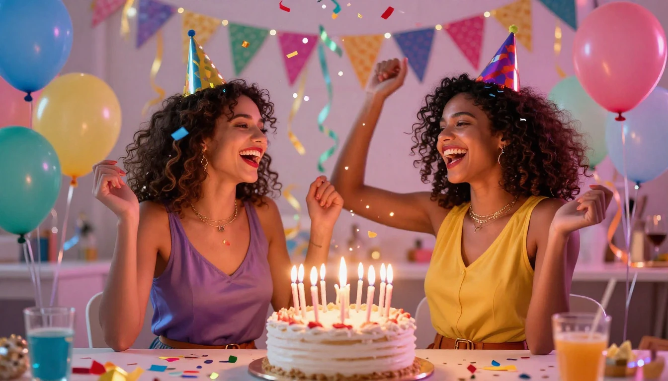 A joyful and colorful birthday celebration scene for a best ...