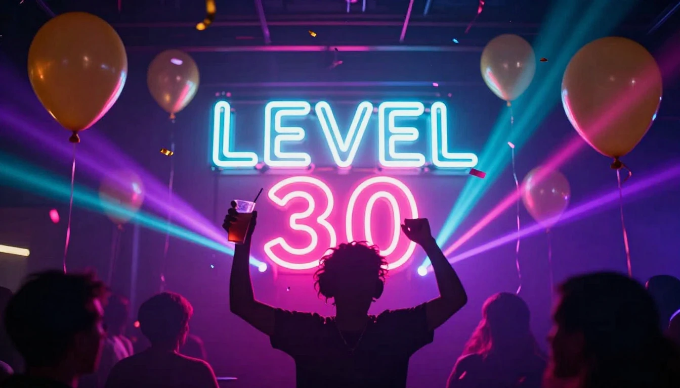 A vibrant and electric party atmosphere featuring a glowing ...