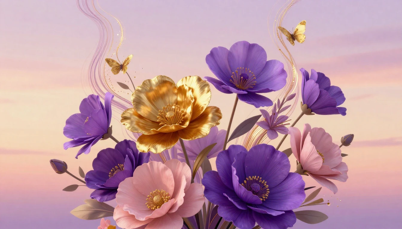 A vibrant and sophisticated composition featuring a variety ...