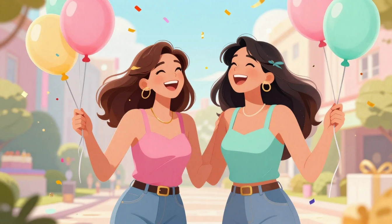 A vibrant and cheerful illustration celebrating friendship. ...