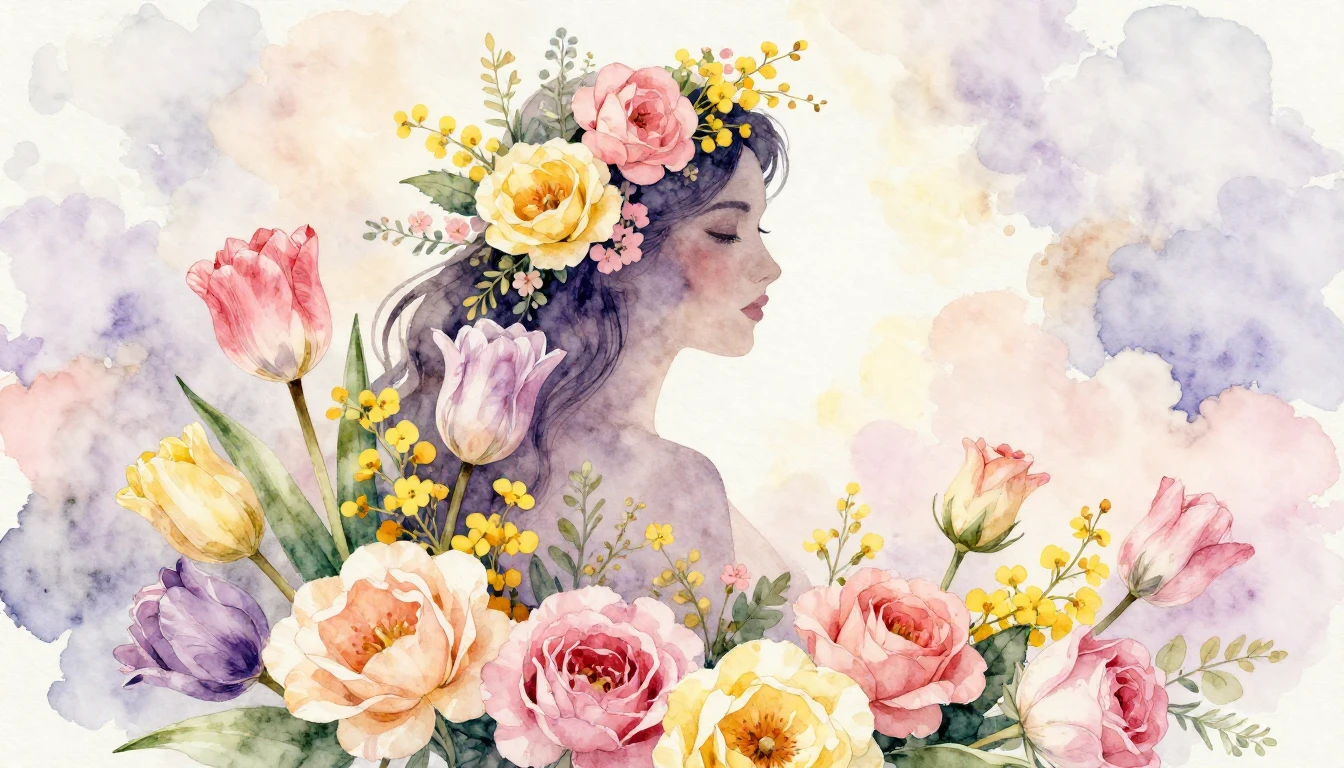 A beautiful and artistic watercolor painting representing In...
