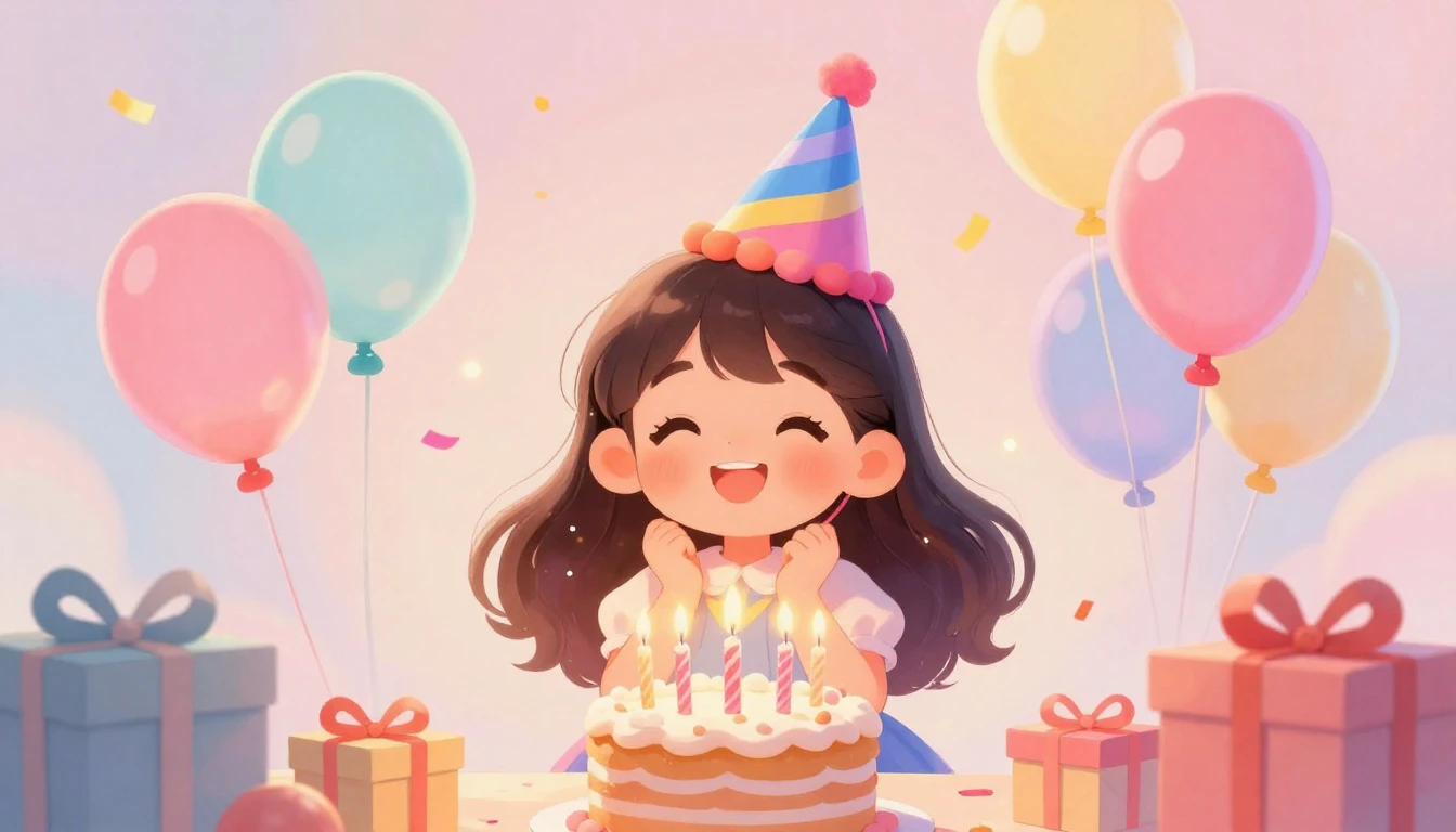 A heartwarming and festive illustration for a birthday song ...