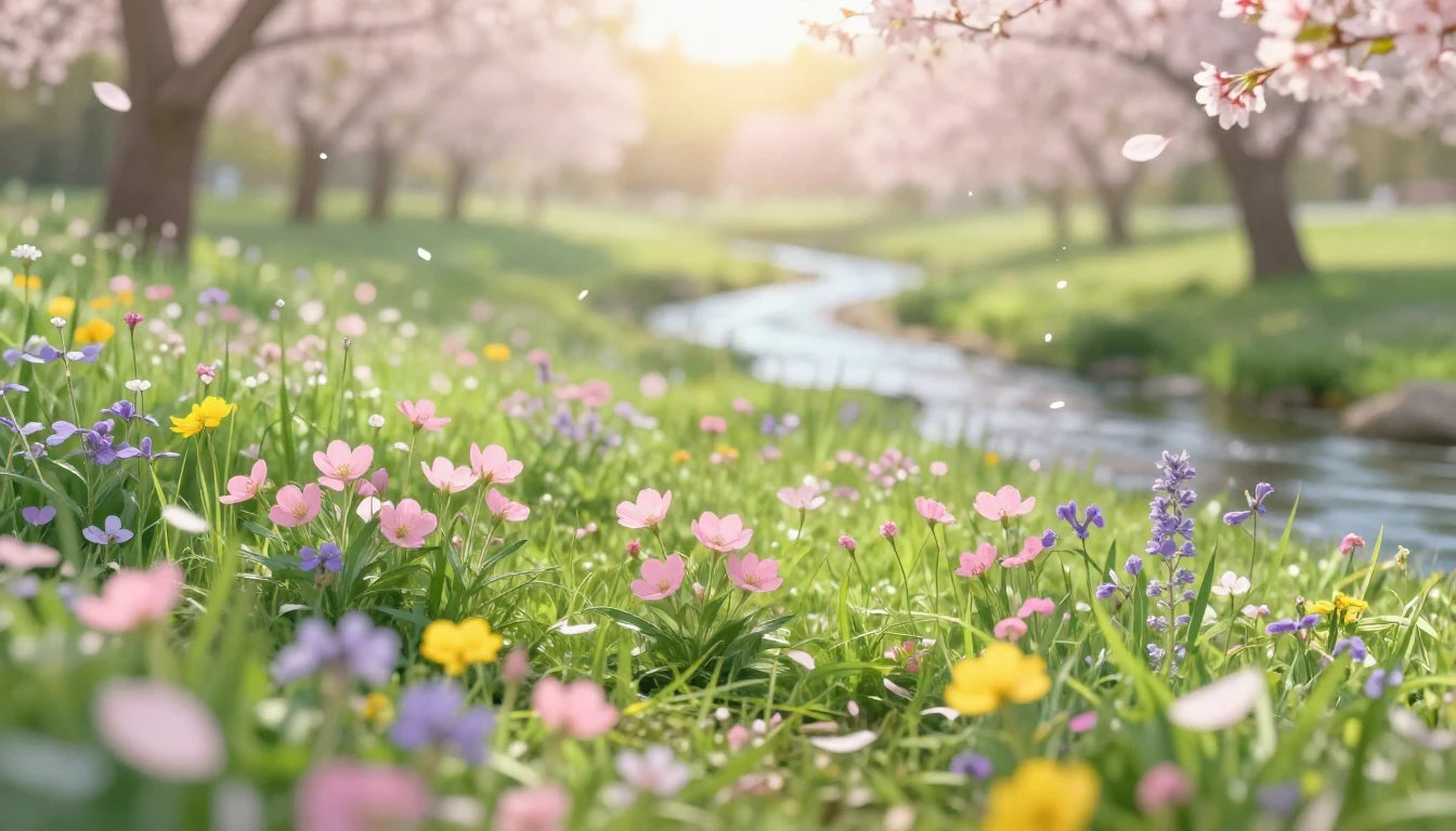 A breathtaking landscape representing the peak of spring. A ...