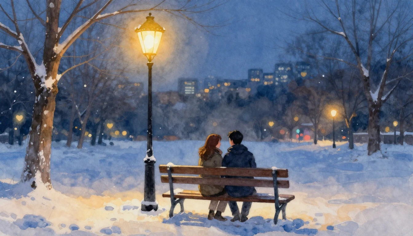 A romantic and soft watercolor painting of a couple sitting ...