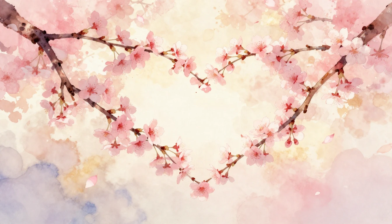 A beautiful and delicate watercolor painting of two intertwi...