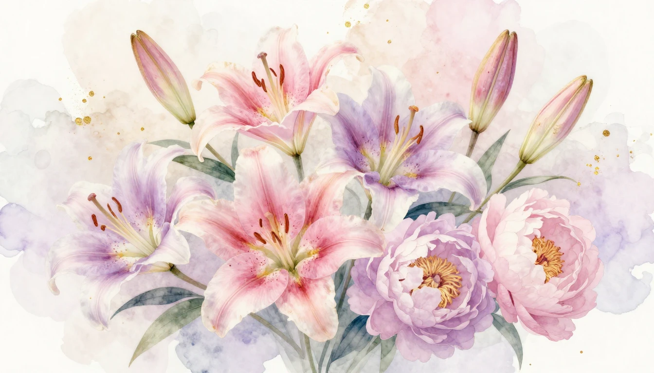 A beautiful, ethereal composition featuring delicate bloomin...