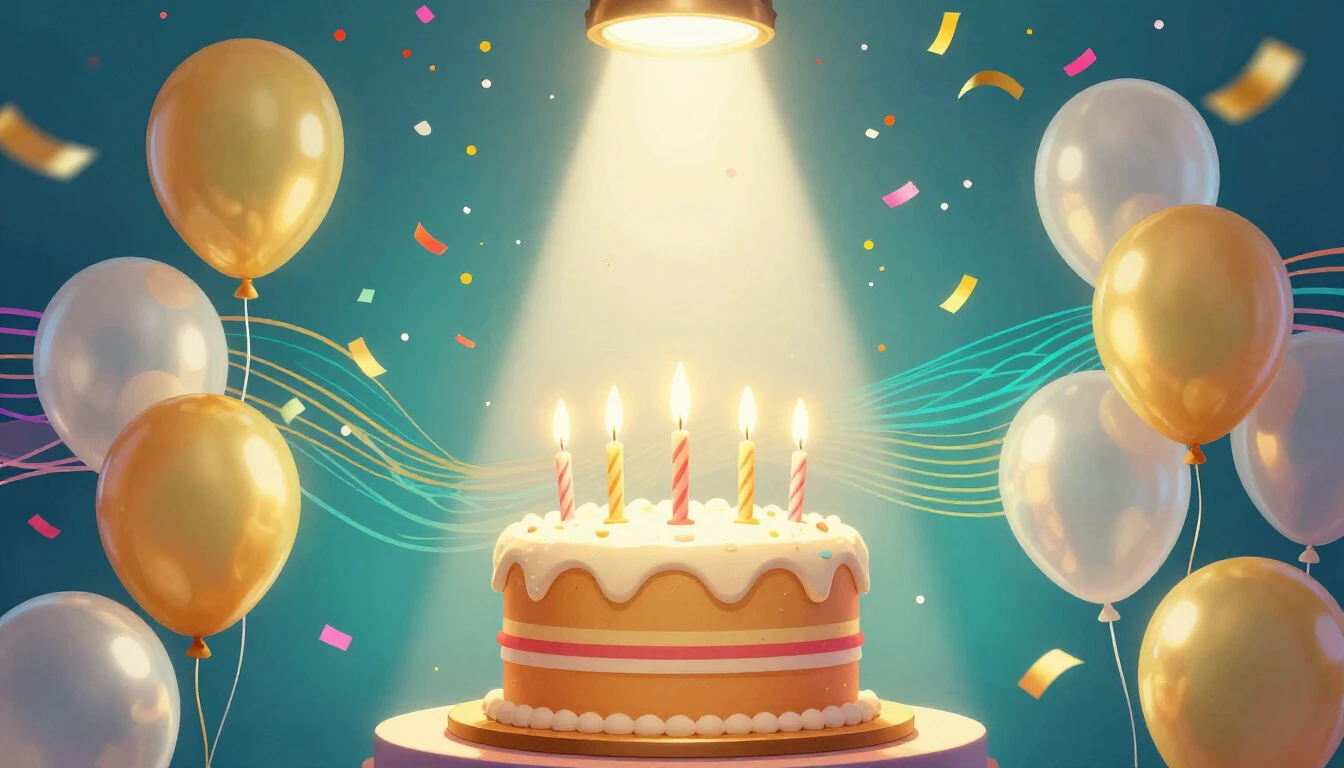 A vibrant and festive birthday concept art, exploding colorf...