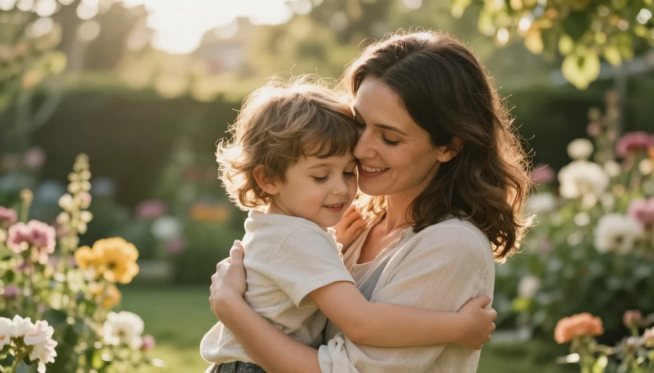 A tender and emotional scene featuring a mother and child em...