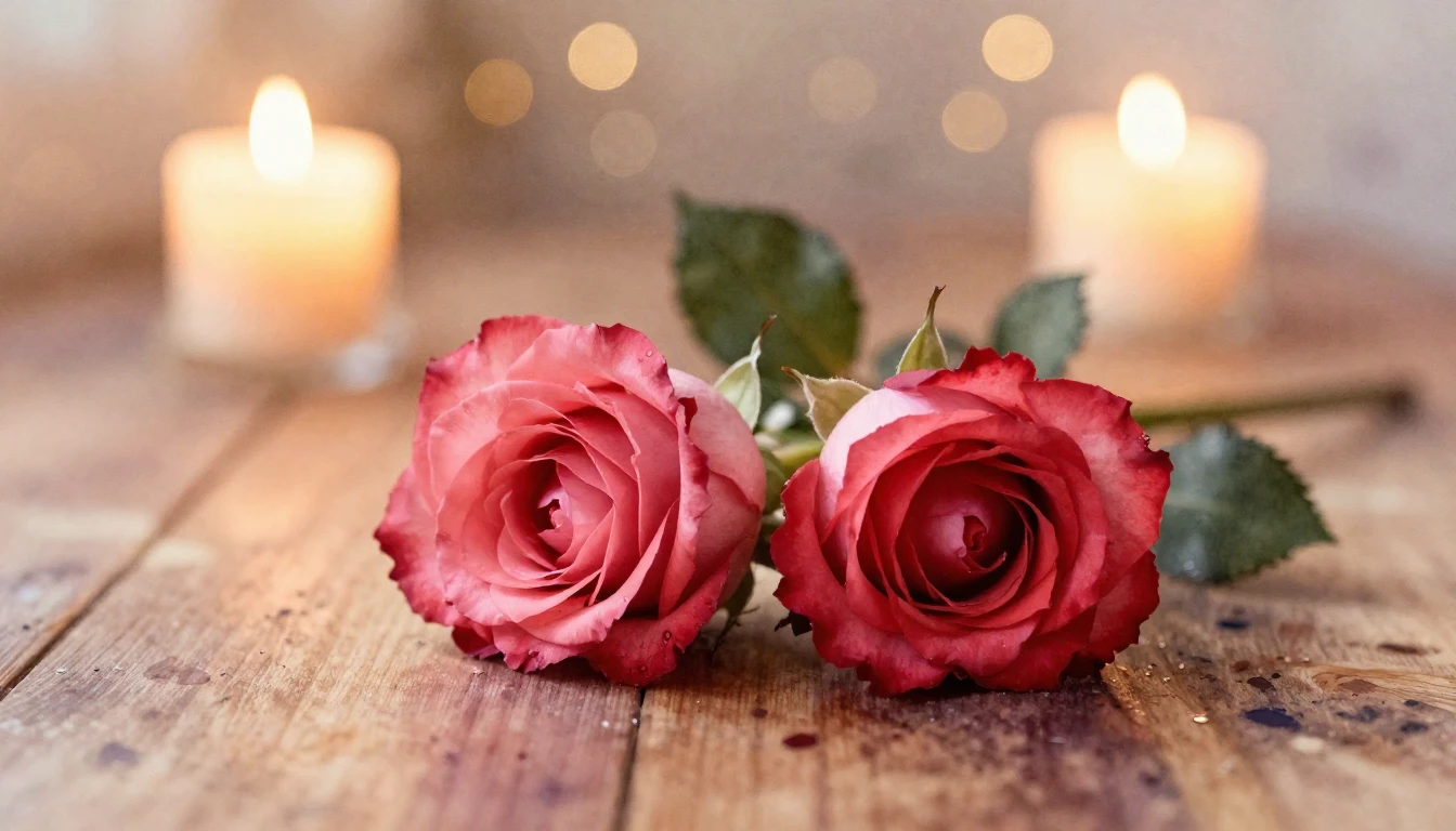 A beautiful watercolor painting of two delicate red roses in...