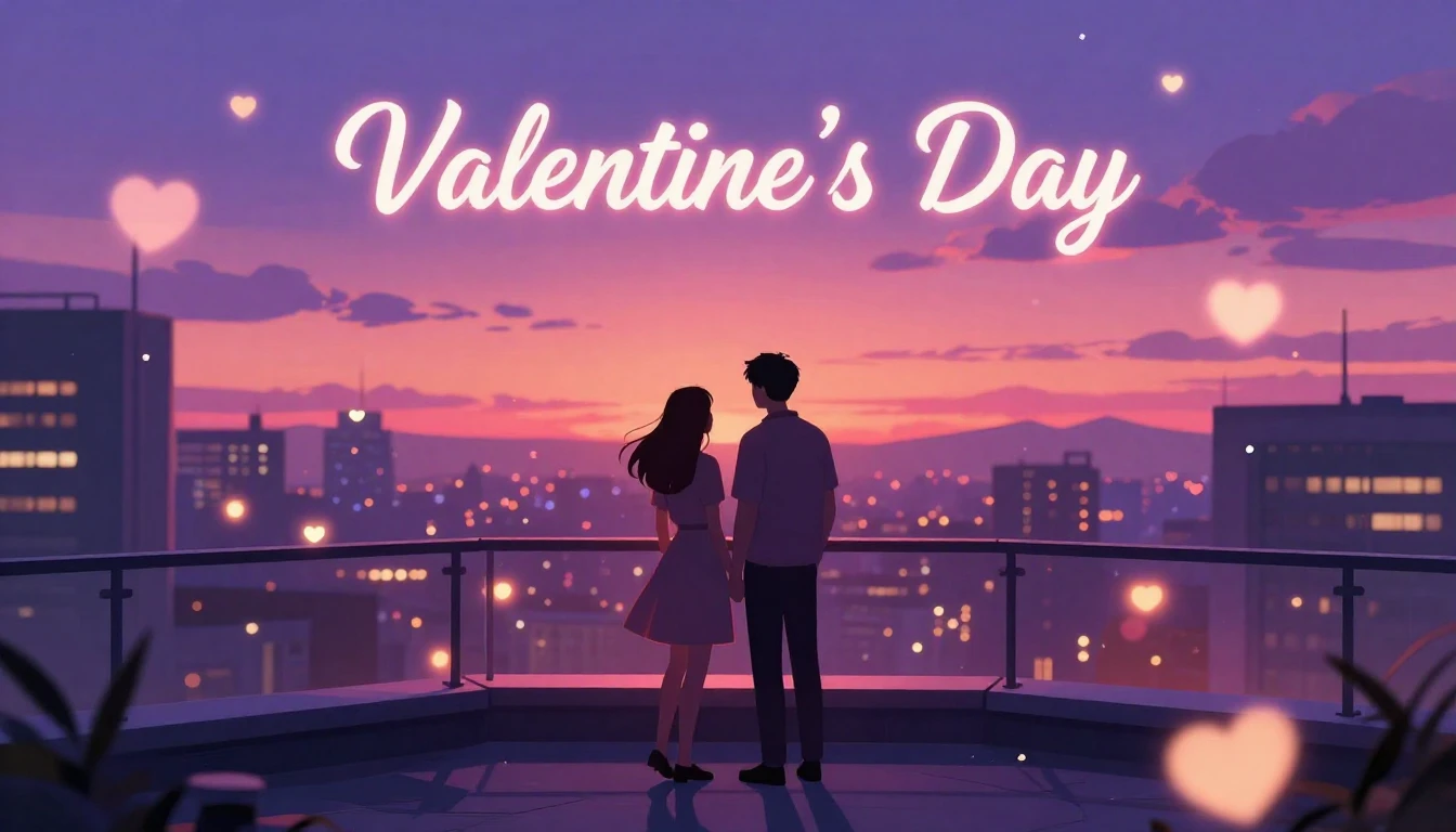A romantic and vibrant illustration for a Valentine's Day so...