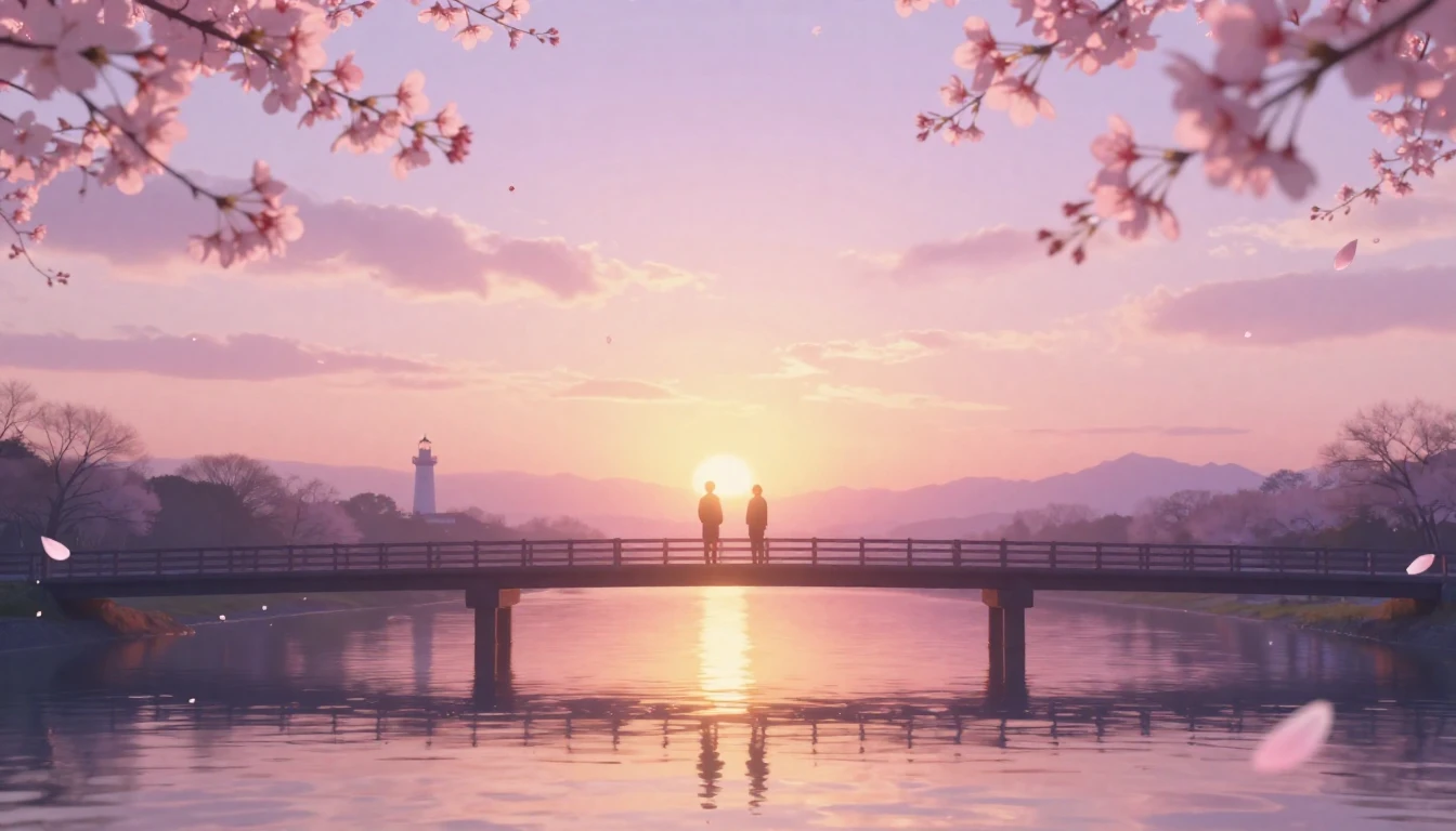 A breathtakingly beautiful scene of two glowing silhouettes ...