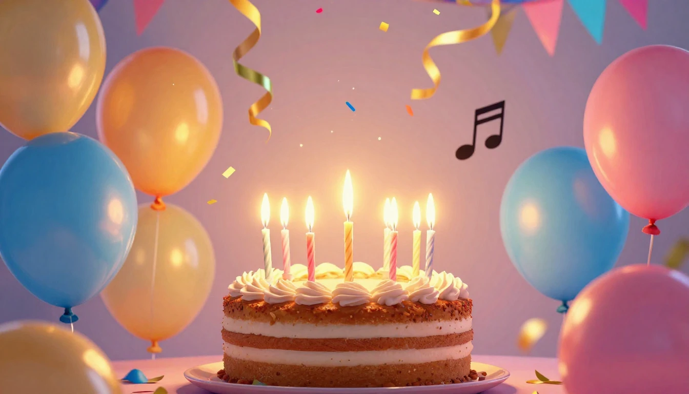 A vibrant and festive birthday celebration concept art. In t...