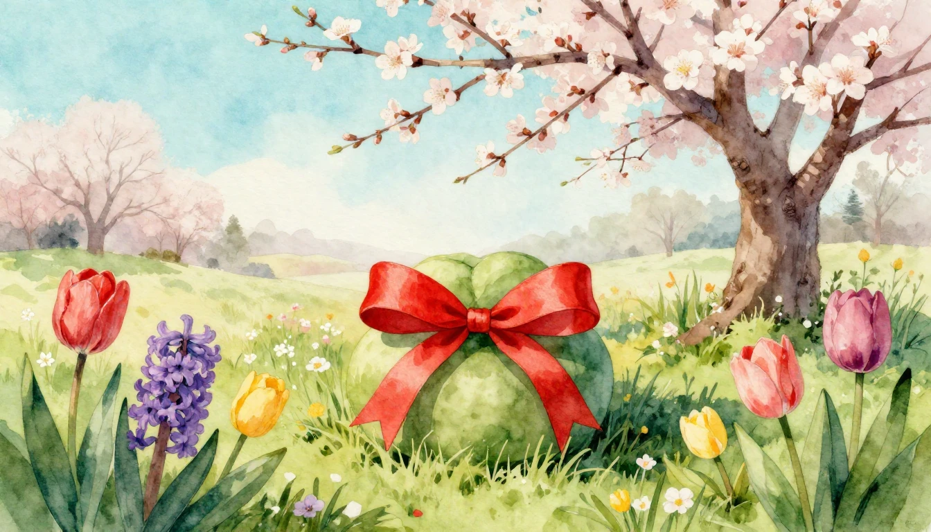 A vibrant and soft watercolor painting of a lush green Semen...