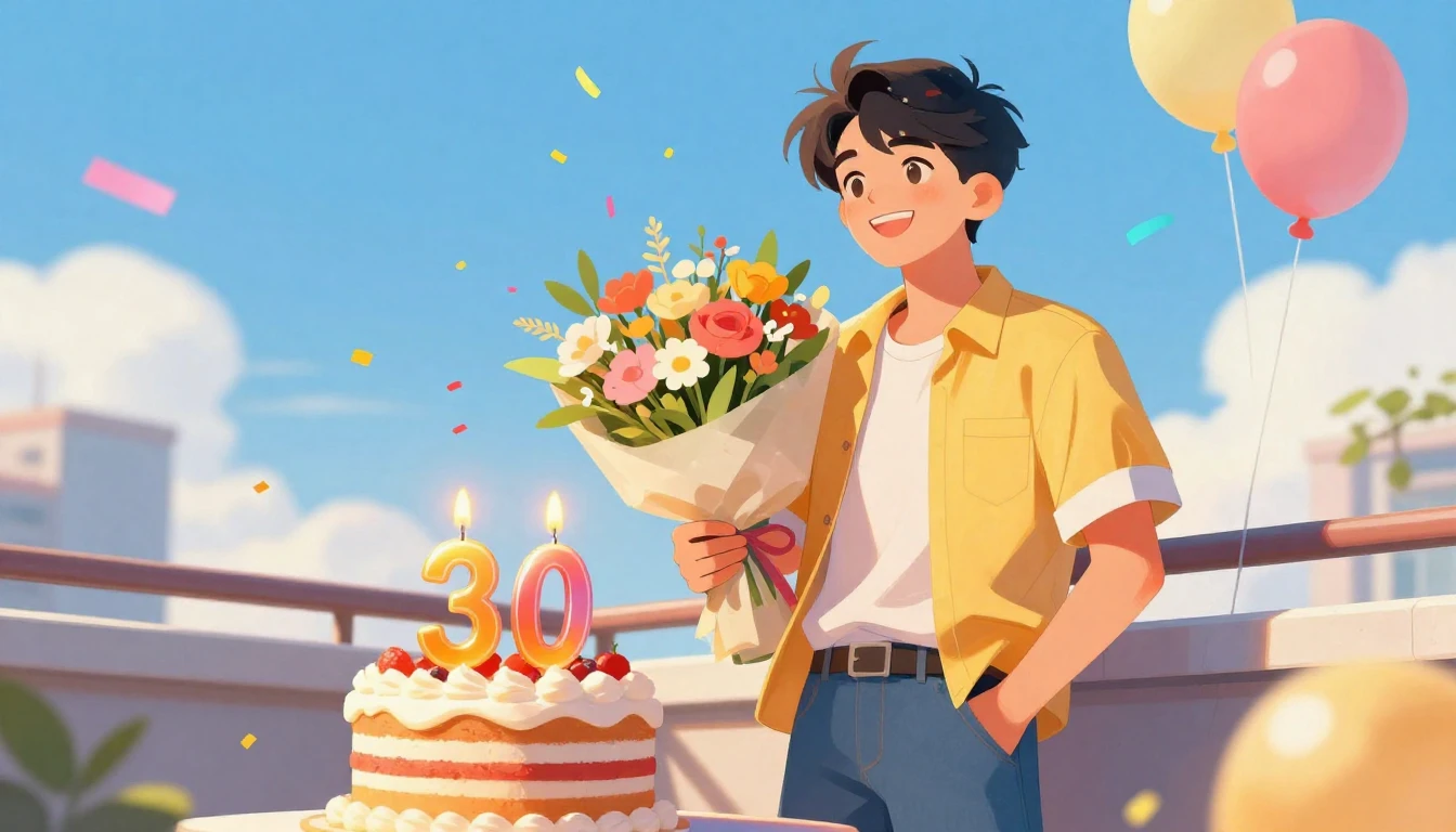 A vibrant and cheerful illustration of a person celebrating ...