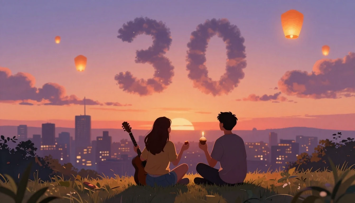 A heartwarming illustration of two friends sitting on a gras...