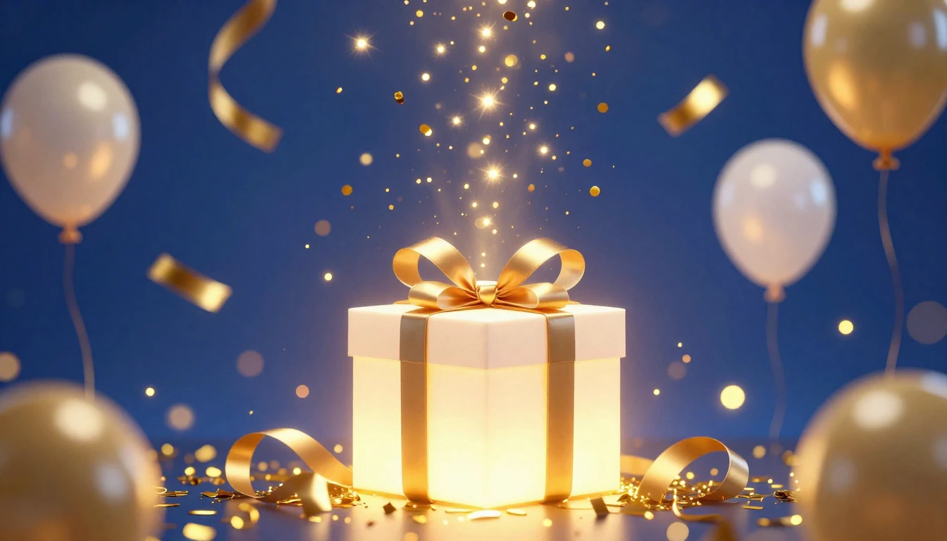 A vibrant and festive scene featuring a shower of golden con...