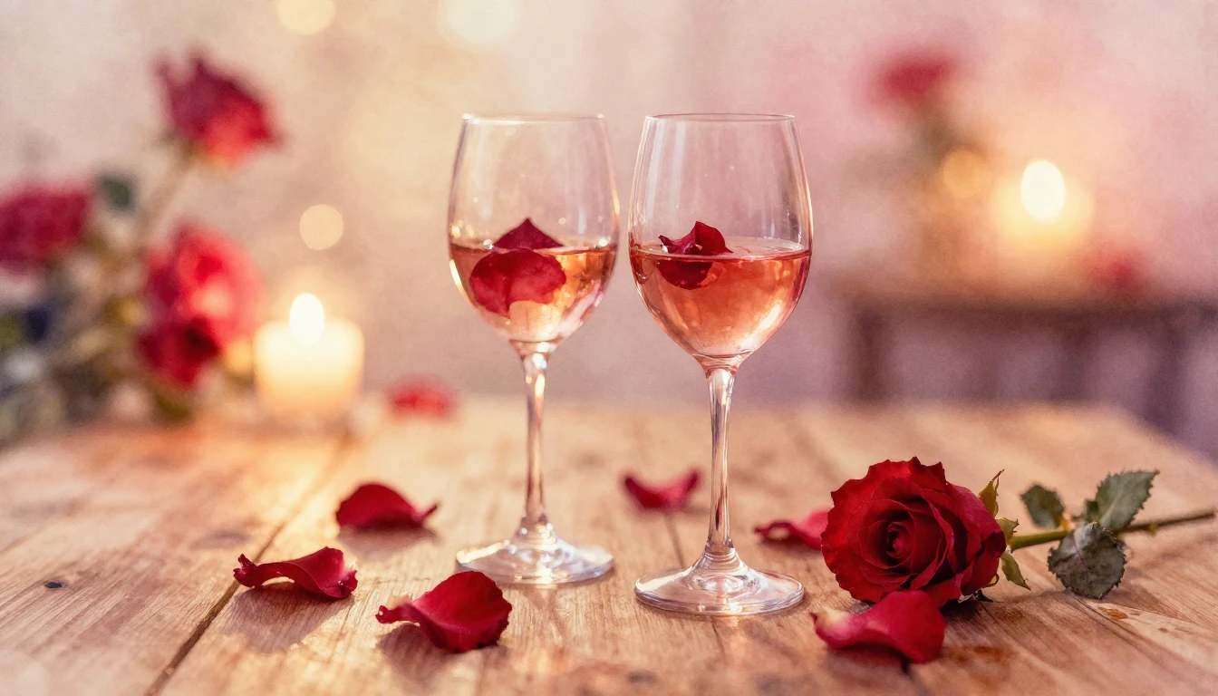 A soft watercolor painting of two delicate wine glasses sitt...