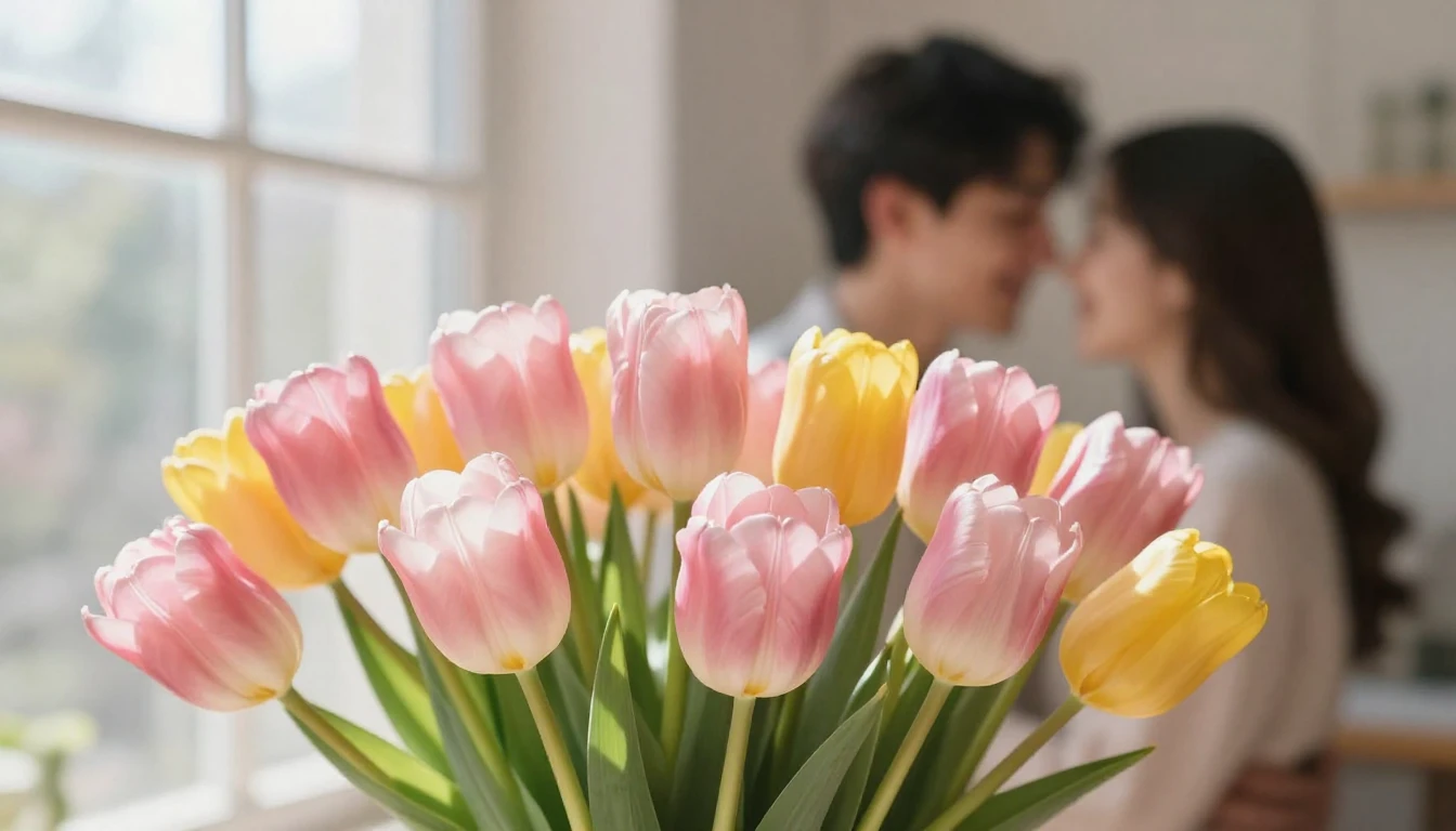 A beautiful romantic composition featuring a large bouquet o...