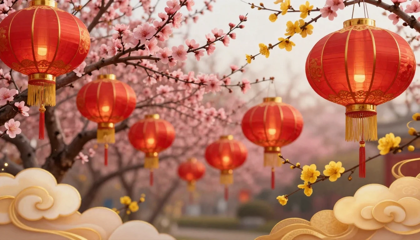 A breathtaking scene celebrating the Lunar New Year. The com...
