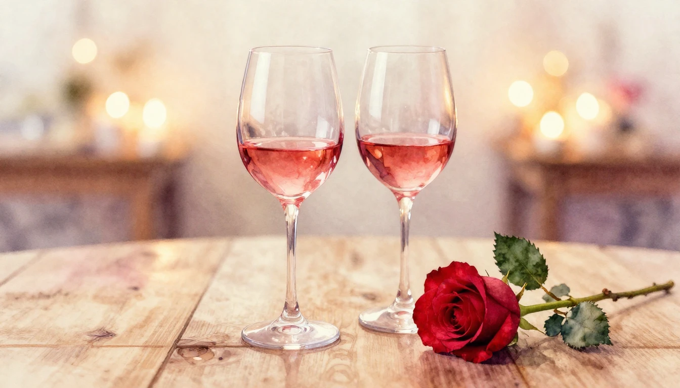 A beautiful watercolor painting of two elegant wine glasses ...