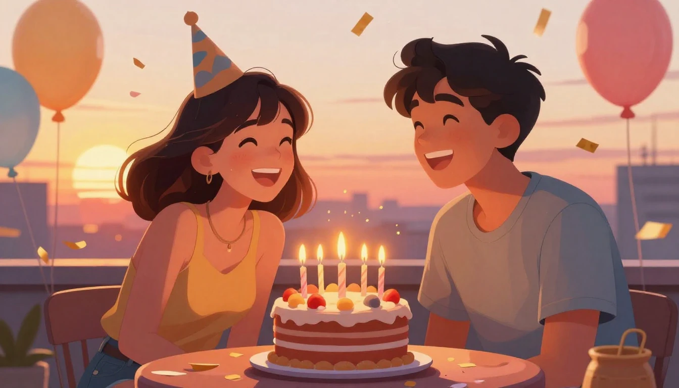 A vibrant digital art illustration of two best friends laugh...