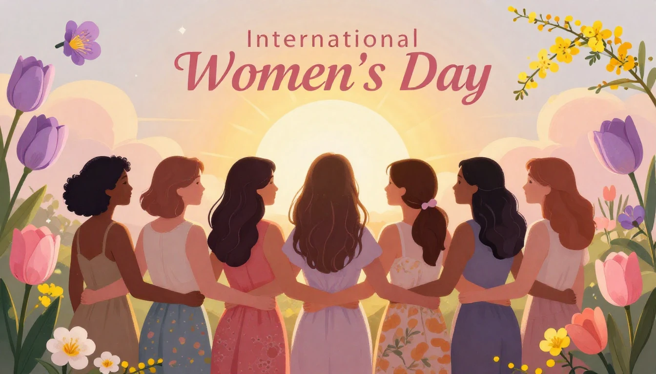 An empowering and vibrant digital art illustration for Inter...