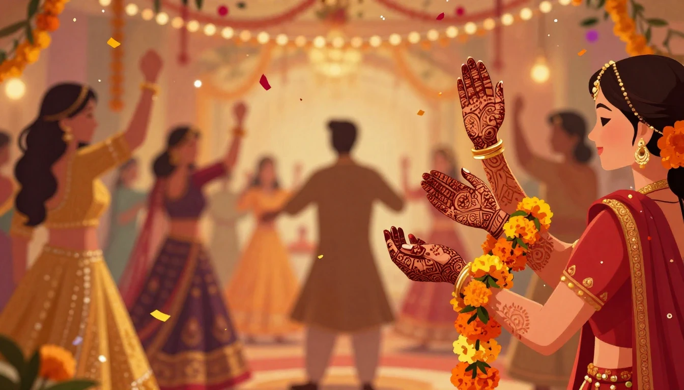 A vibrant and festive digital art illustration representing ...