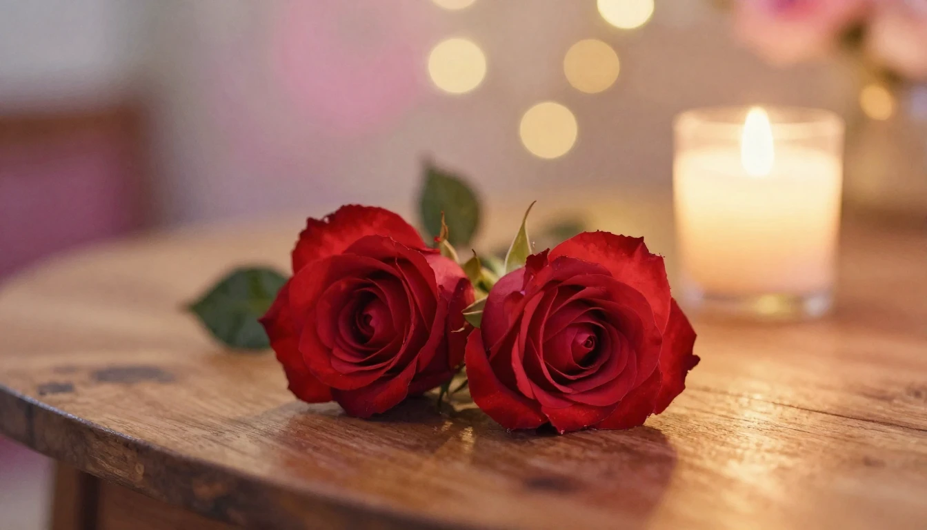 A beautiful watercolor painting of two intertwined red roses...