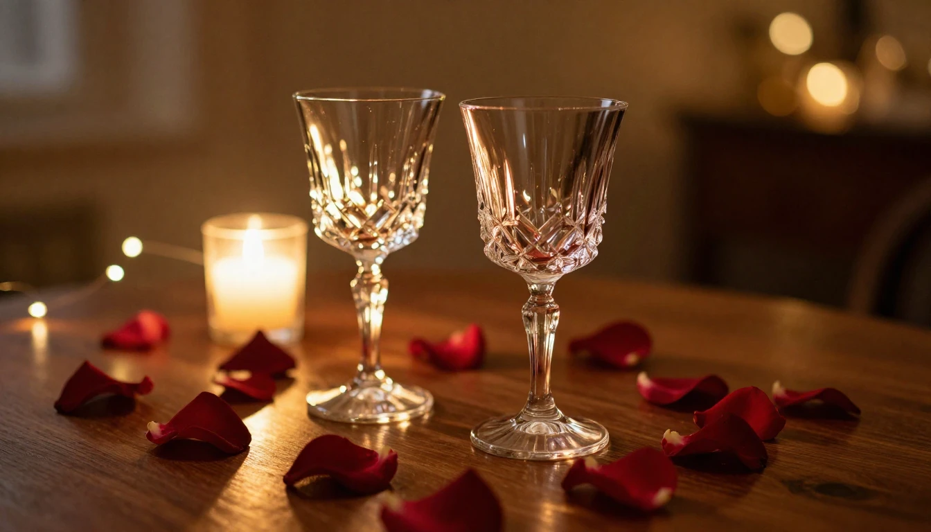 A breathtakingly romantic scene featuring two elegant crysta...