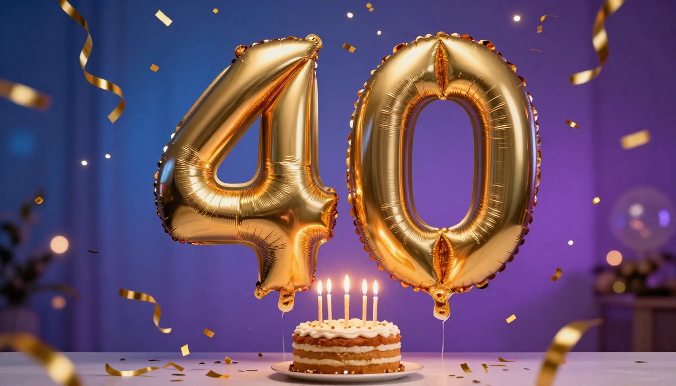 A vibrant and elegant composition celebrating a 40th birthda...