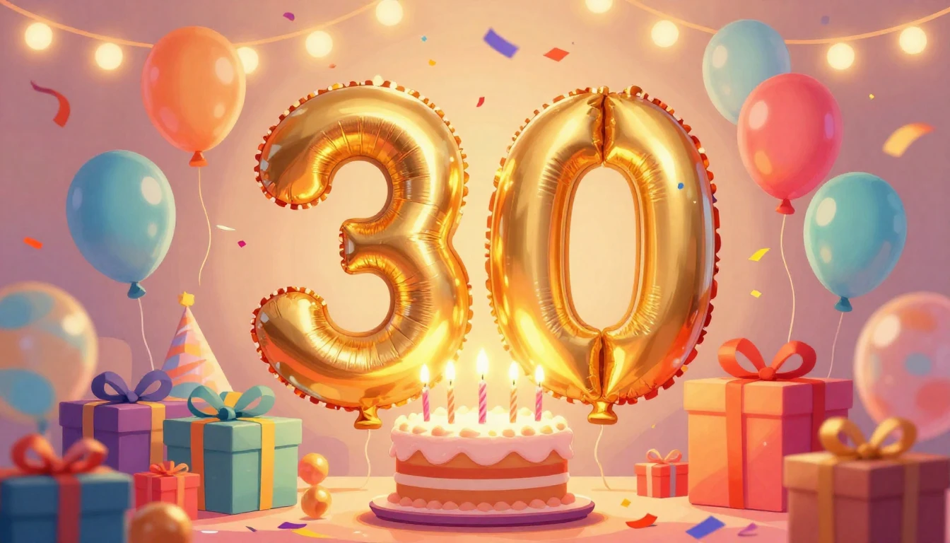 A vibrant and joyful illustration of a birthday celebration....