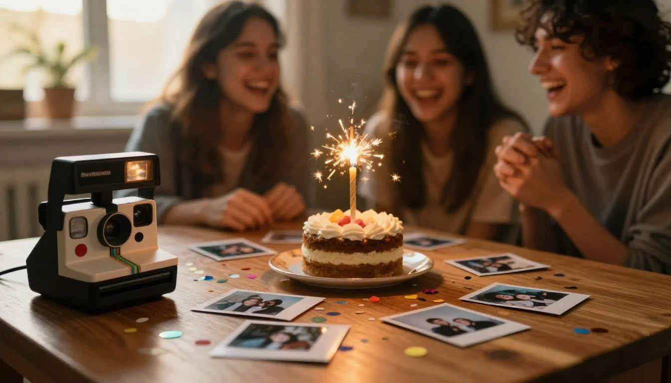 A warm and nostalgic scene celebrating friendship, a wooden ...