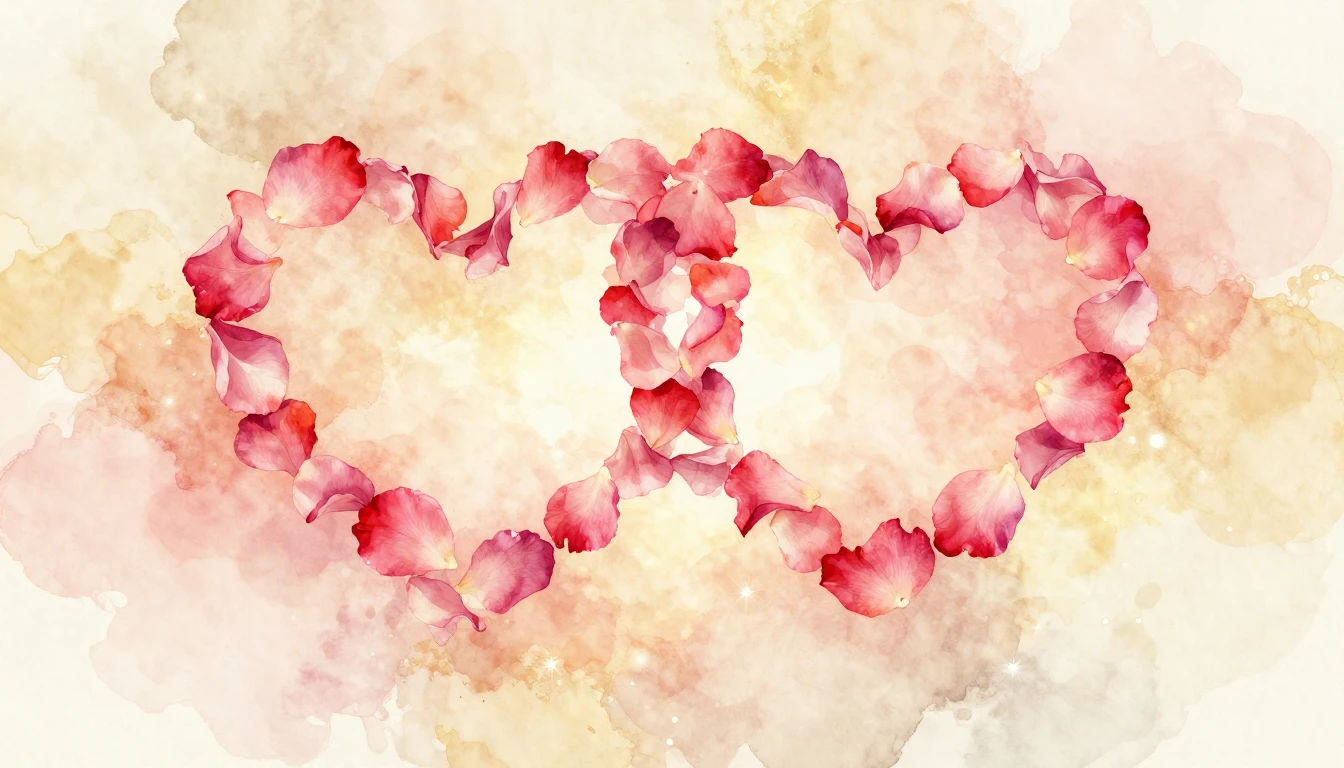 A soft watercolor painting of two intertwined hearts made of...