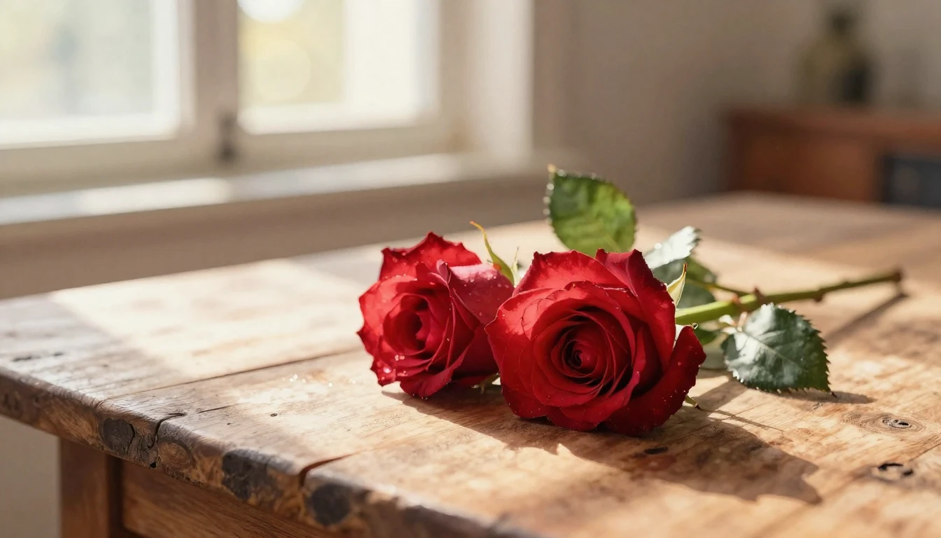A beautiful watercolor painting of two delicate red roses in...