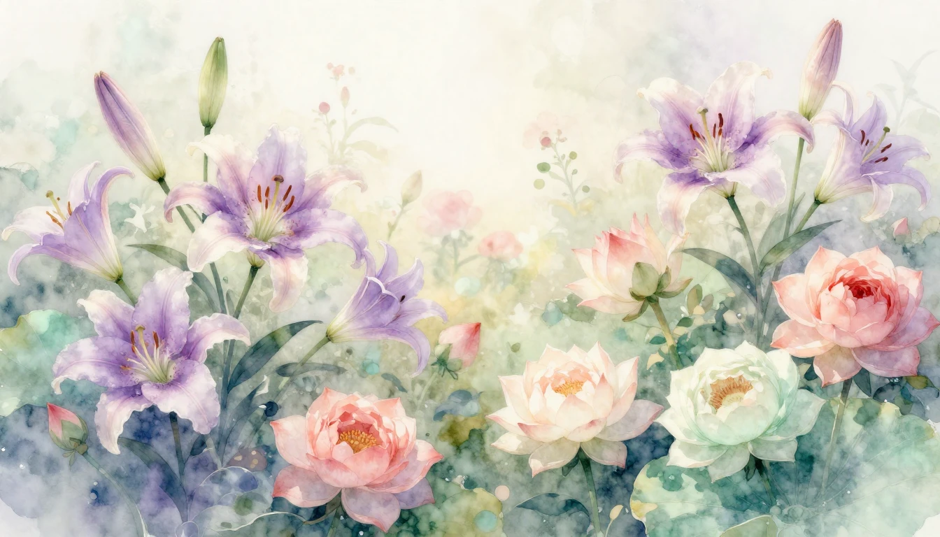 A beautiful and delicate watercolor painting of a blooming g...