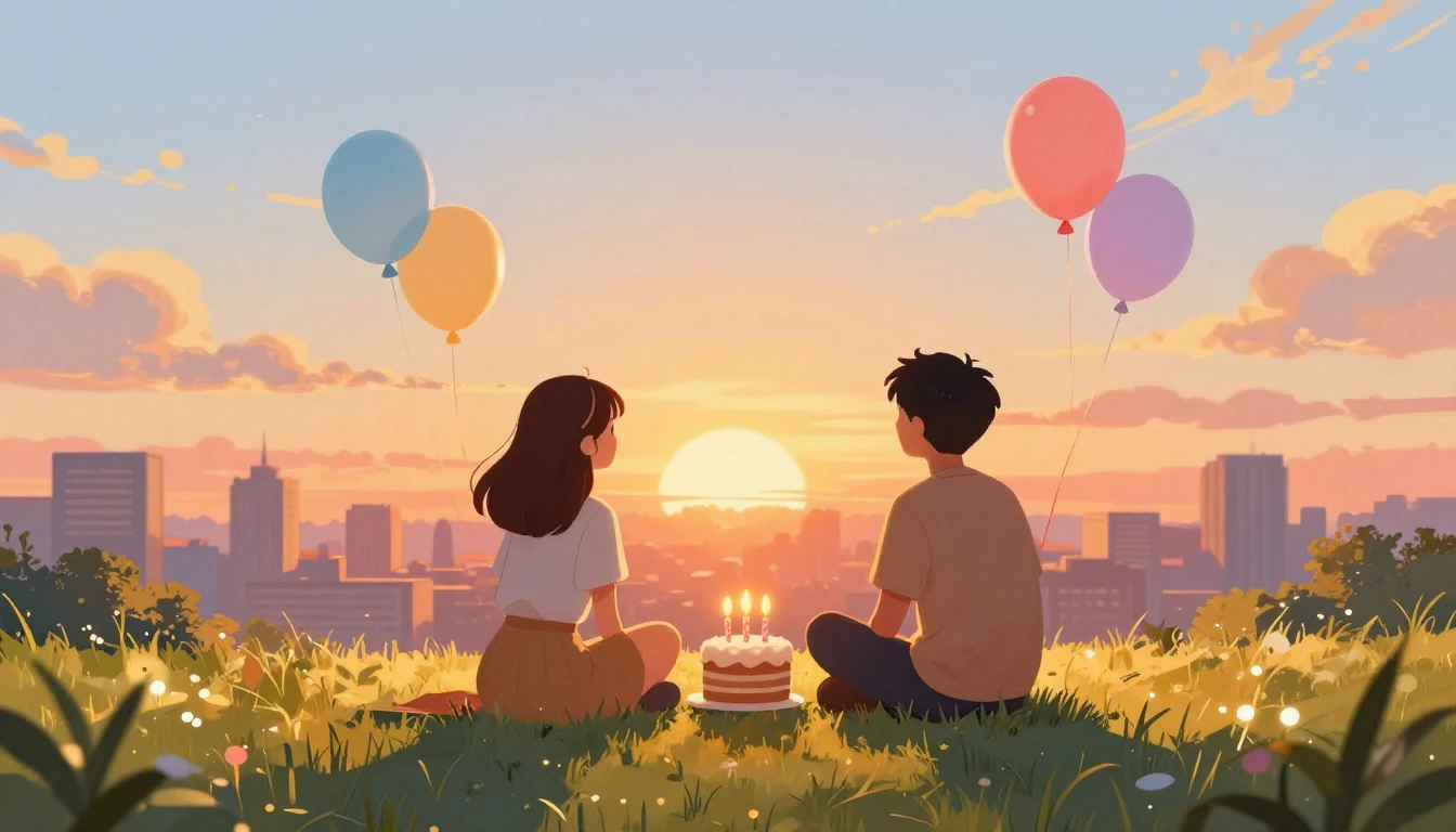 A heartwarming digital illustration of two friends sitting s...