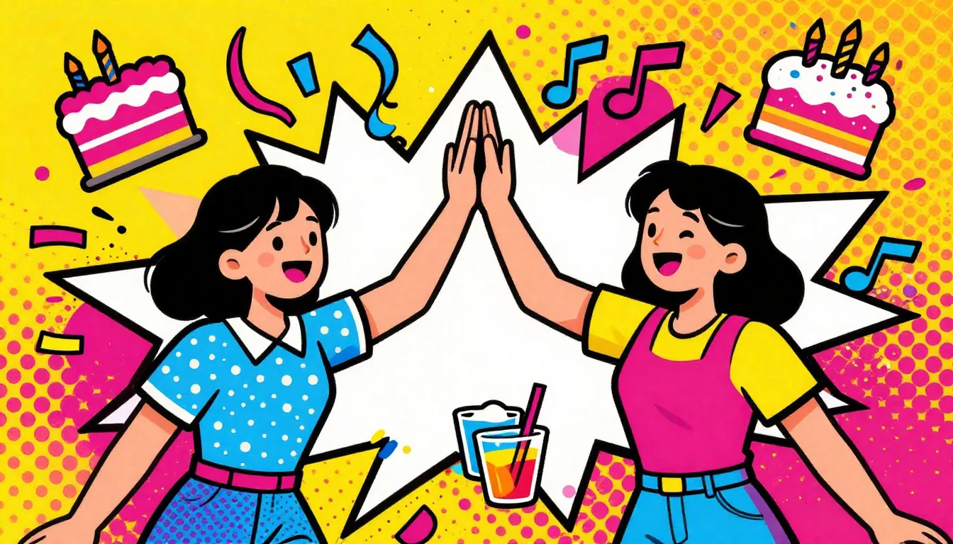 A vibrant and energetic Pop Art illustration depicting a bir...