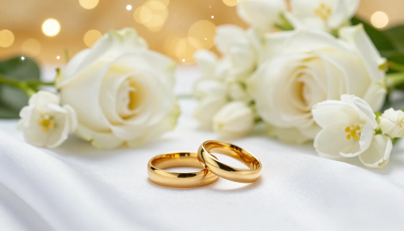 A close-up, elegant composition symbolizing a wedding celebr...