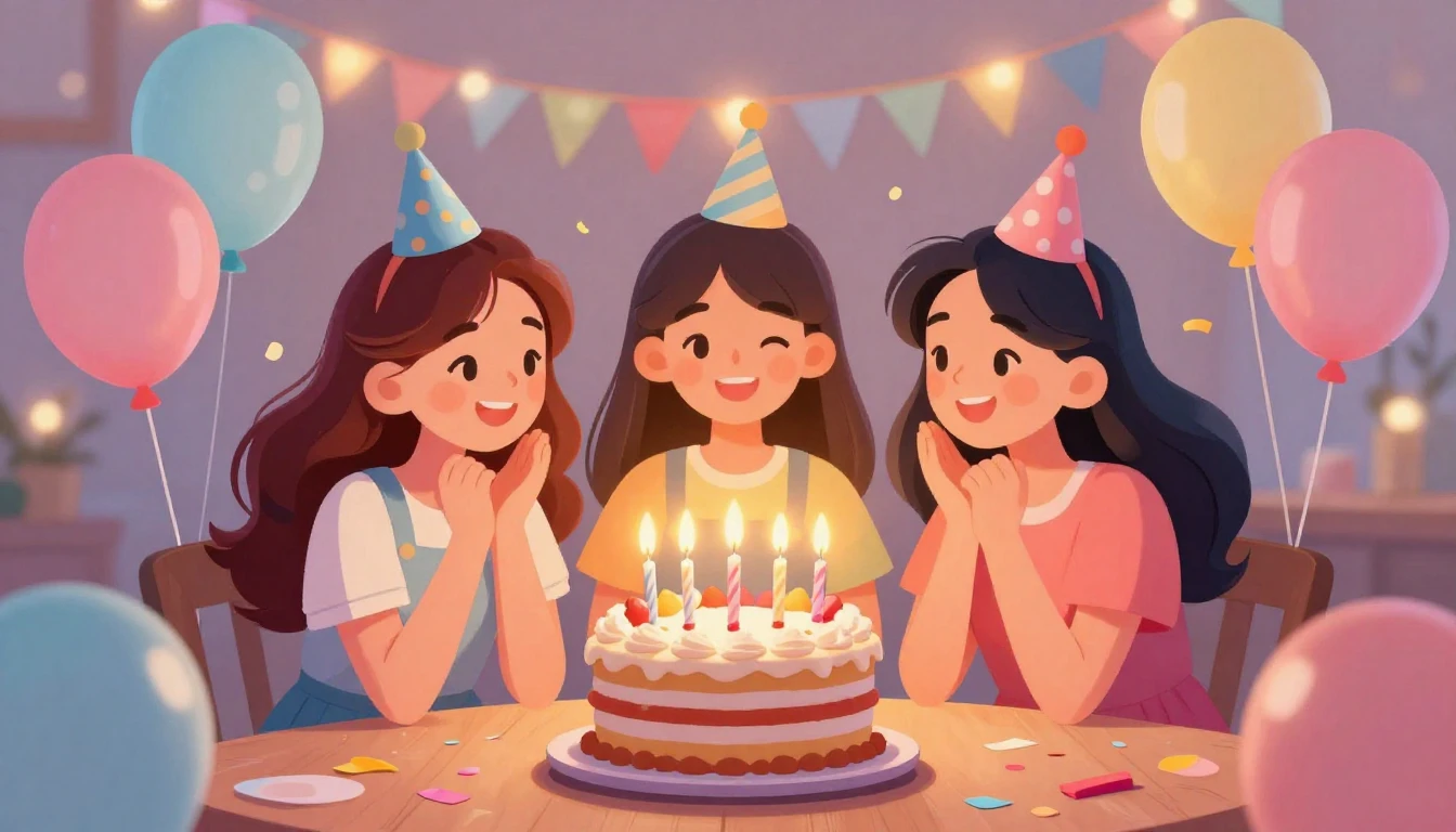 A vibrant and heartwarming digital art illustration of a bir...