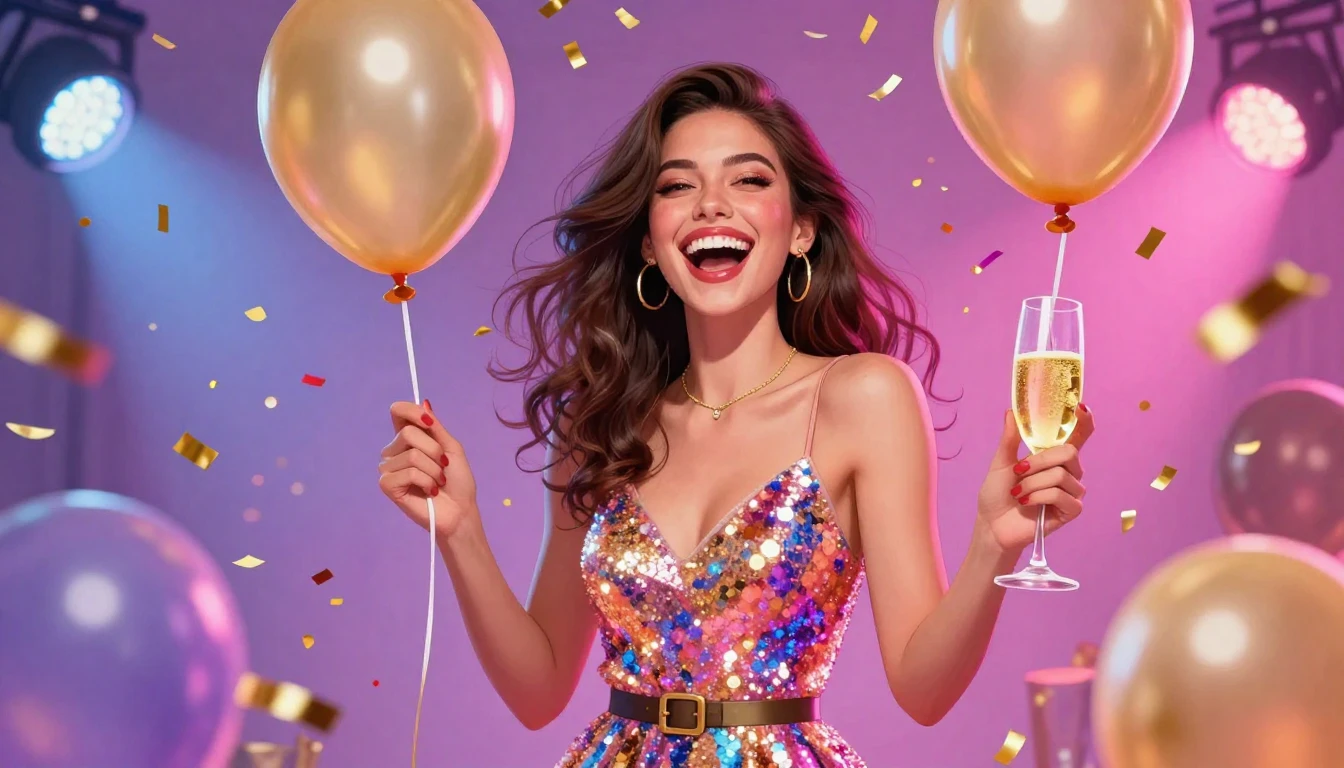 A vibrant and festive digital art illustration of a happy yo...