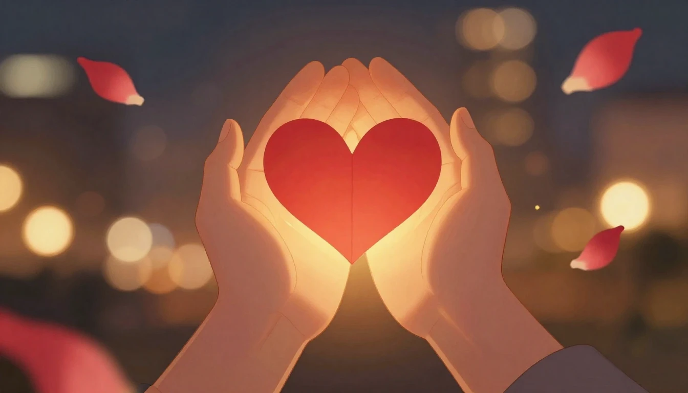 A warm, romantic illustration of two intertwined hands holdi...