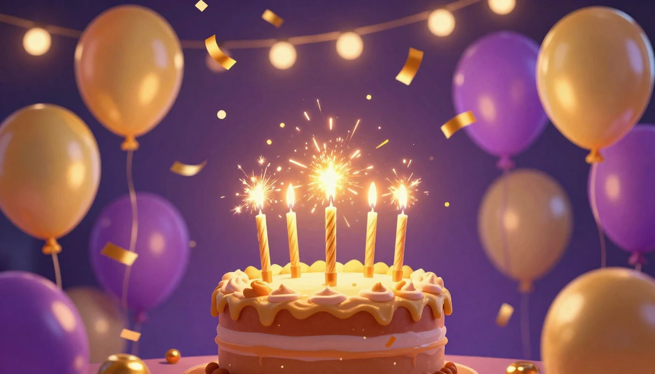 A vibrant and festive birthday celebration scene, digital ar...